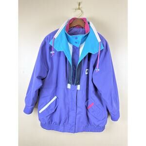 Vintage Current Seen Windbreaker 1X, Color Block Purple and Blue, 80s‑90s Retro